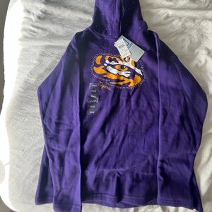 LSU Ladies Relaxed Fit Rhinestone Hoodie